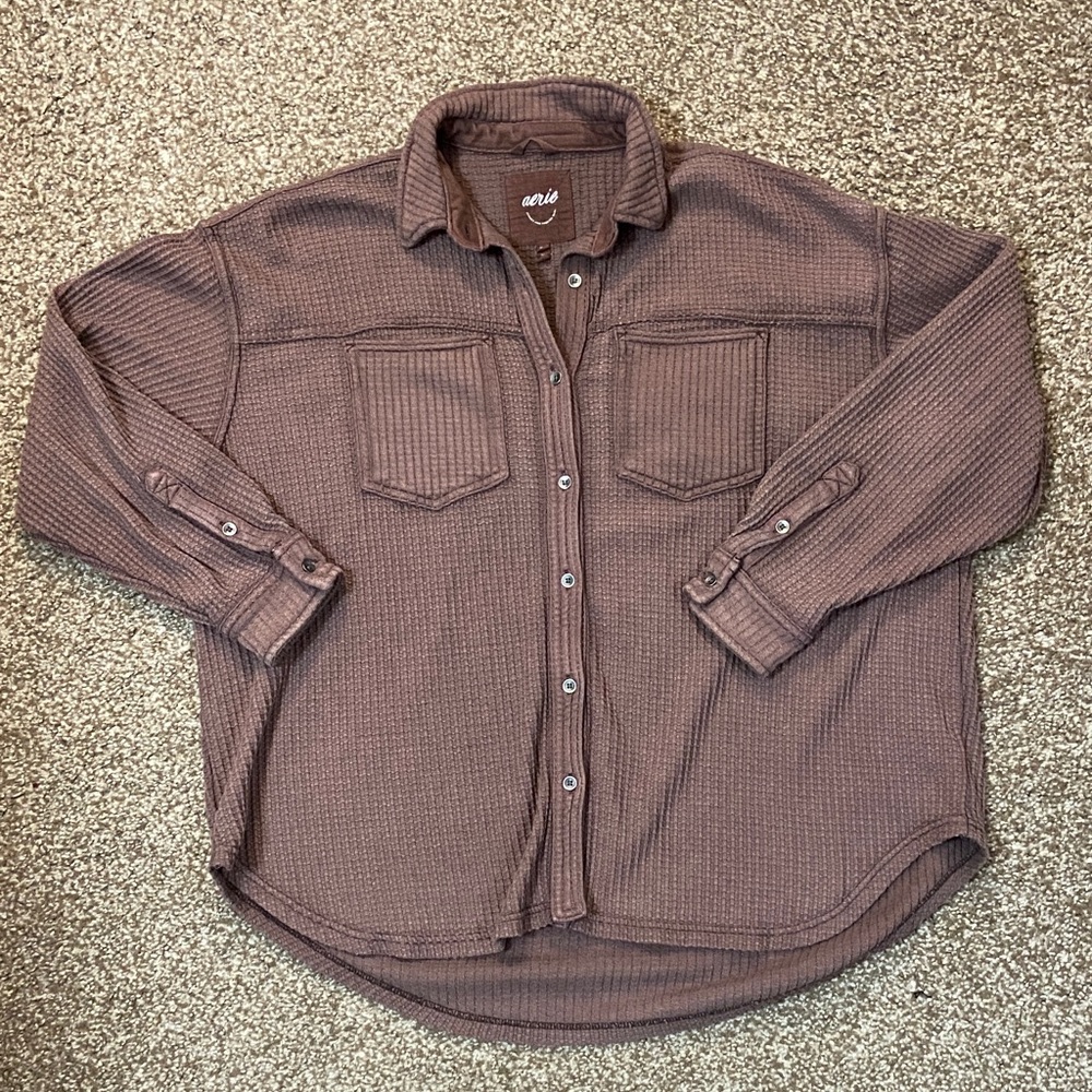 Aerie Waffle Button Down Shirt